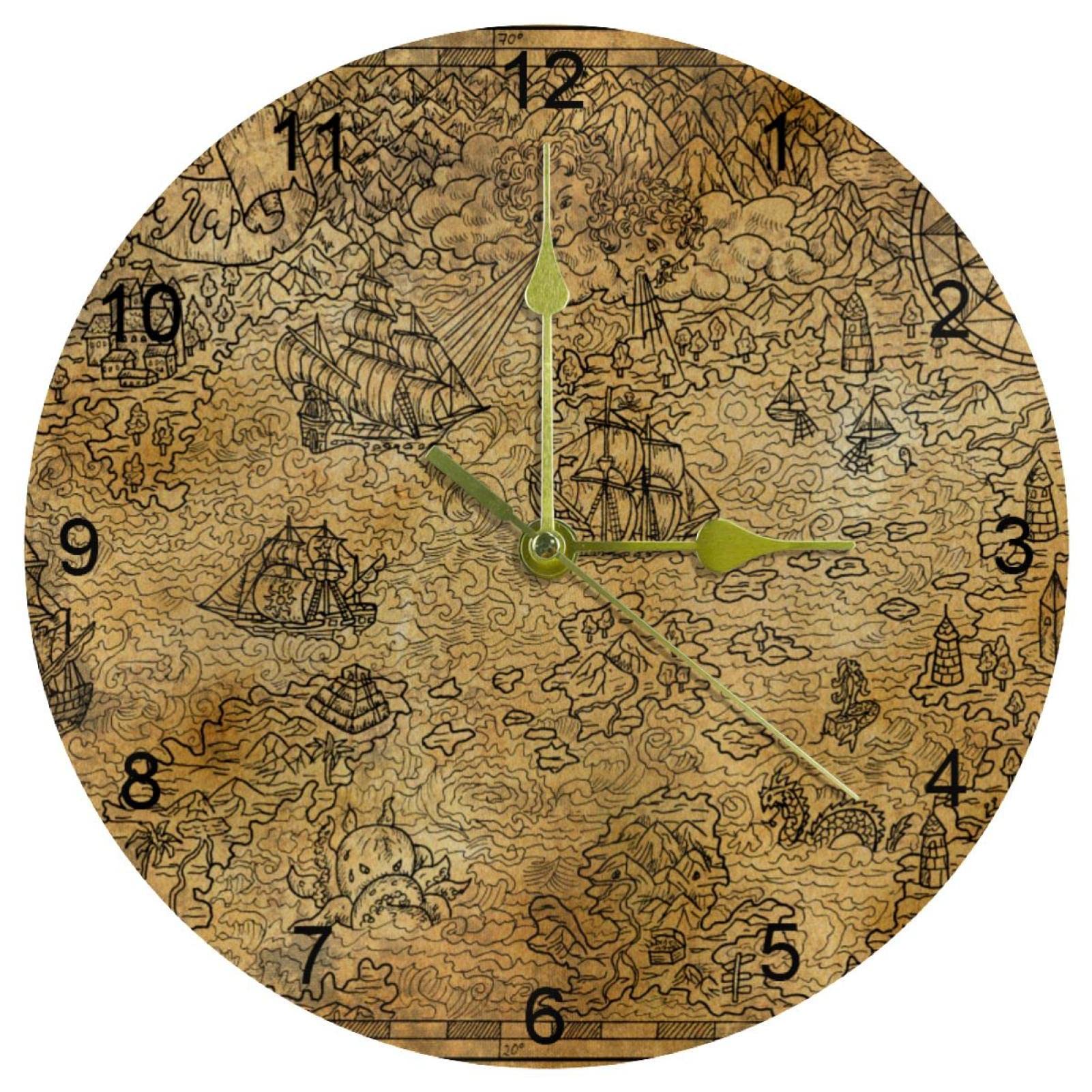 Horloge murale vintage 25 cm silencieuse à chiffres arabes pour cuisine