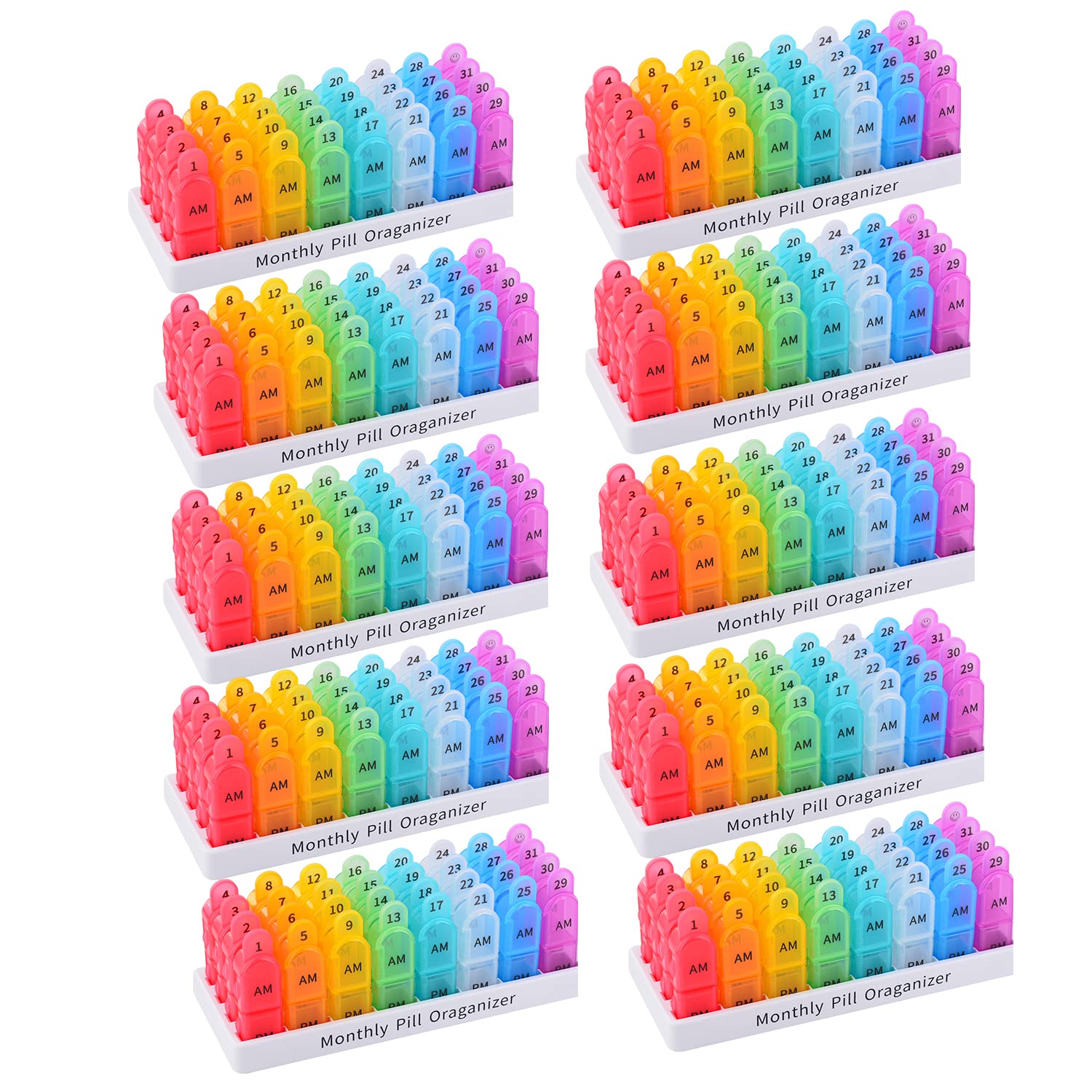 Greencycle Monthly 30 Day 2 Times A Day Pill Organizer 4 Week Medicine Organizer Moisture-Proof Pill Cases Pill