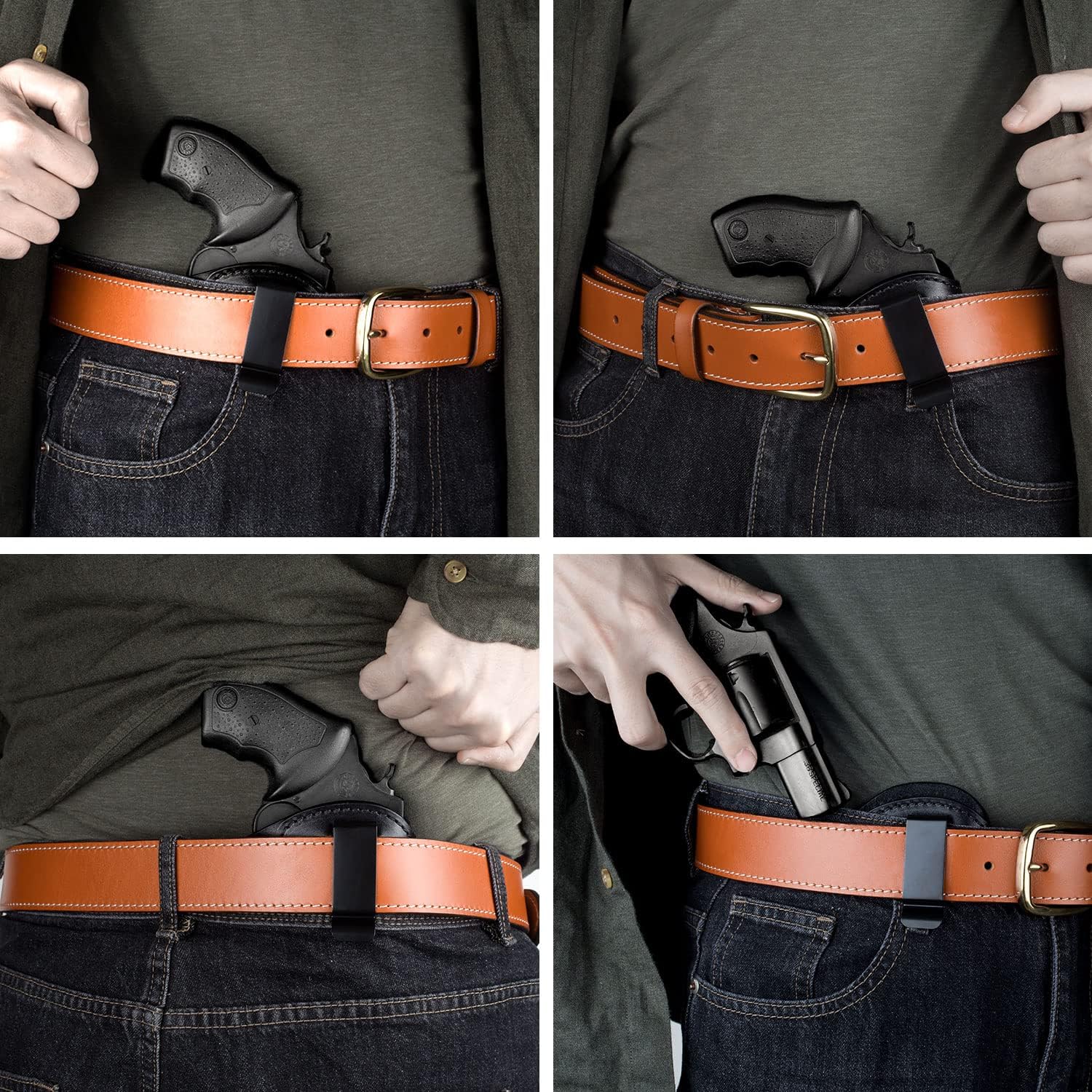 IWB Leather Holster, Fits Most J Frame Revolvers & Most .38 Special Revolvers - Ruger LCR/LCRx, S&W 442/642/637/640,Bodyguard Revolver, Taurus 605/856, Charter Arms and More, Inside Waistband Carry