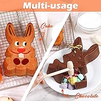 Vista 5 de Webake Moldes de silicona para pasteles de conejo de Pascua para hornear, lindos moldes de conejo rompibles de chocolate 3D para tartas, juego de 2