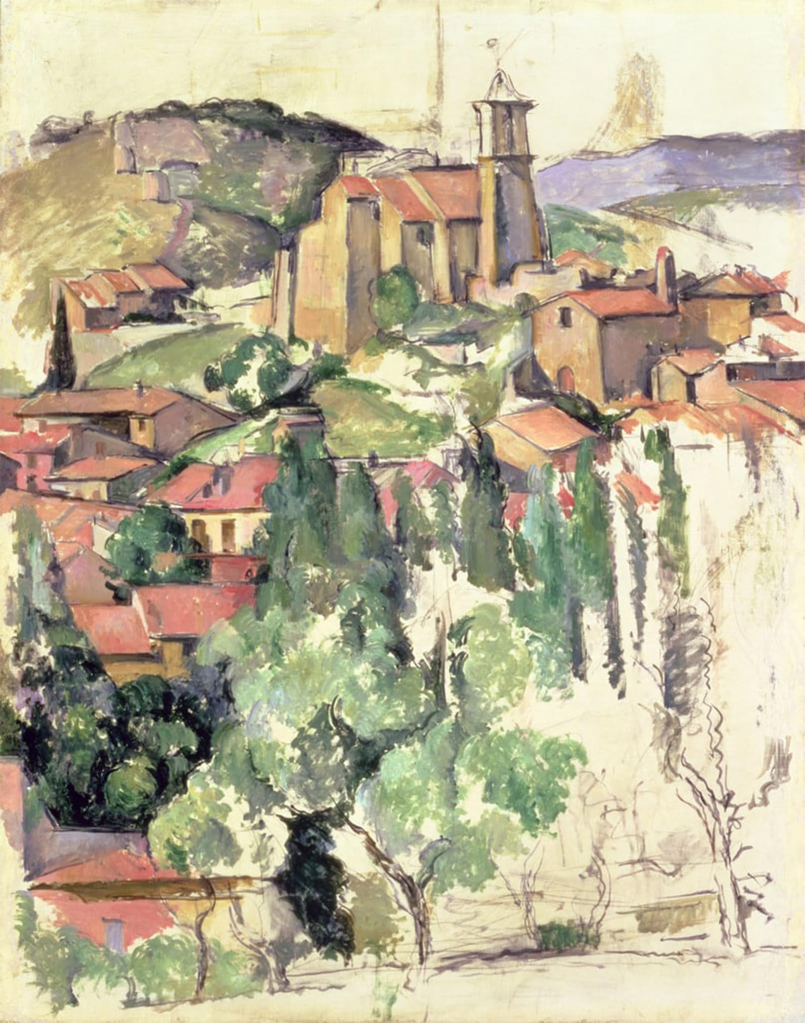 Tableau le Village de Gardanne Cézanne impression peinture huile sur toile