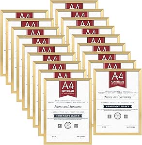 Hoikwo Set van 18 zwarte A4 fotolijsten om aan de muur te hangen of op tafel te zetten, ideaal voor certificaten, foto's, kunstwerken, posters, documenten