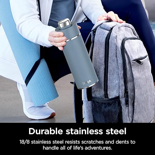 Miniatura 8 de Ninja DW1801BL Thirsti - Botella de agua de viaje de 18 onzas, para bebidas gaseosas carbonatadas, más frías y espumosas durante más tiempo, acero