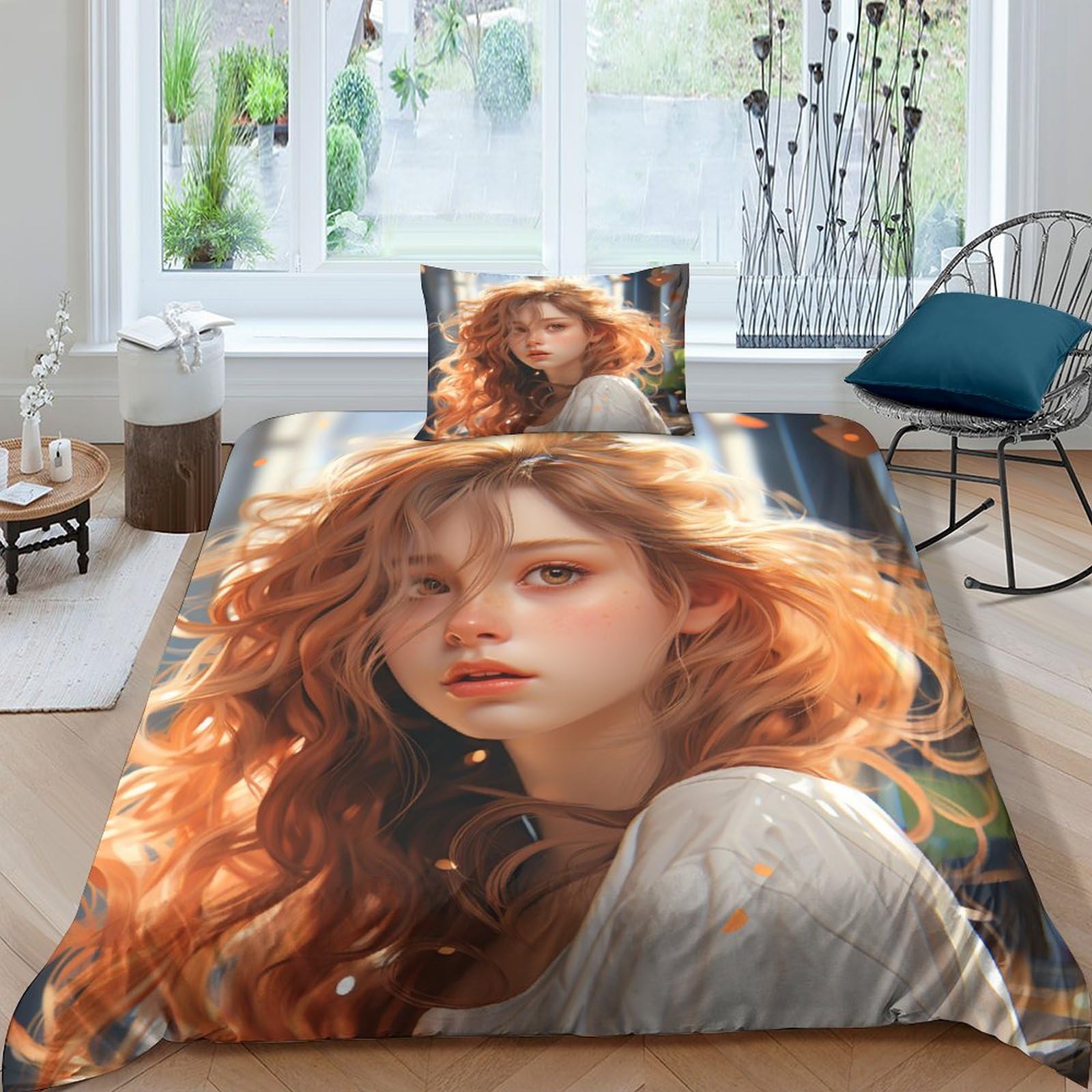 Housse de couette imprimée 3D single 135x200cm IOFEER avec taie d'oreiller pour lit enfant adulte