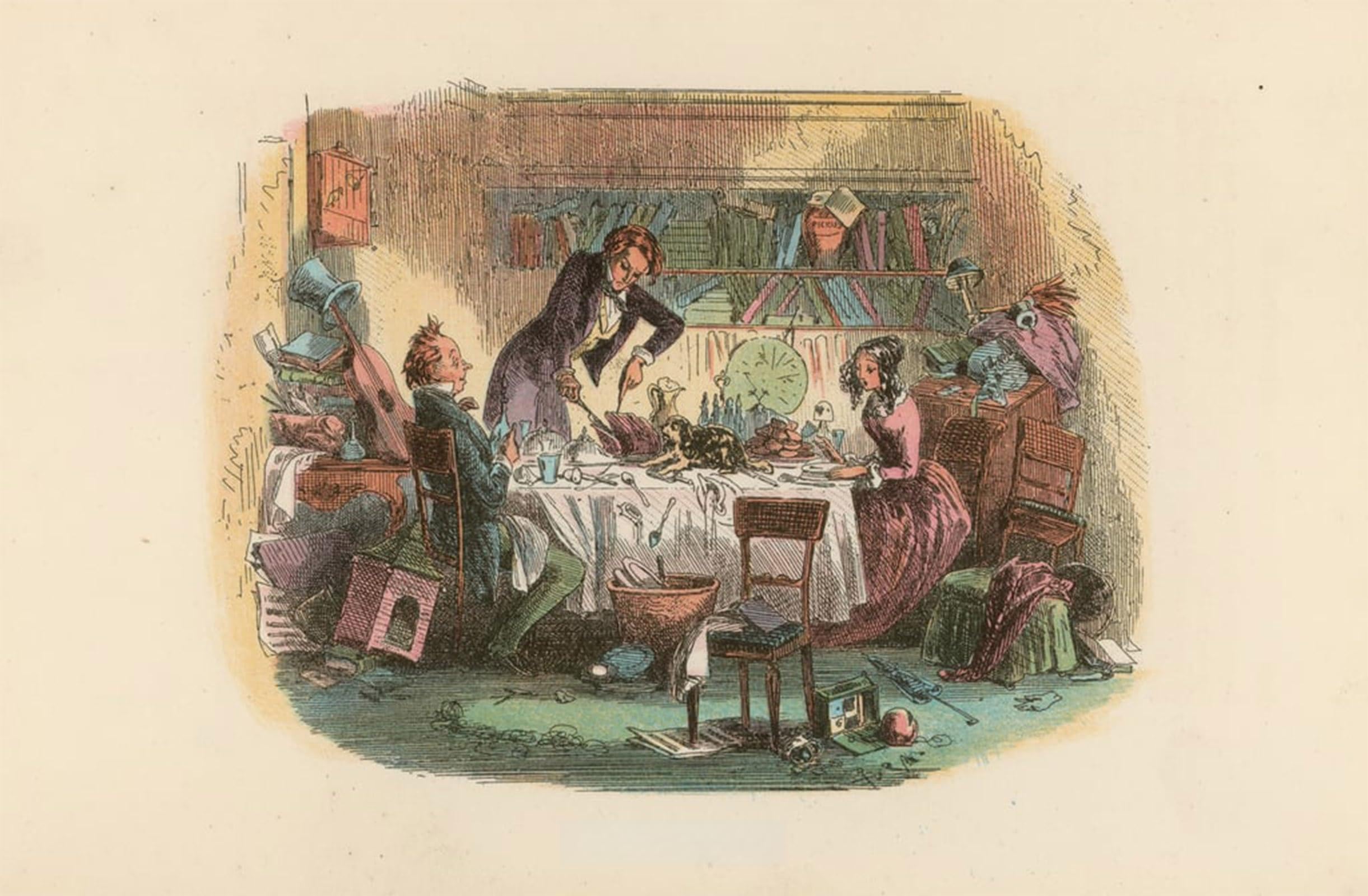 SERENDIPITP Retro Picture Poster Wall Art Pictures Painting Illustration for David Copperfield by Hablot Knight Browne Wall Art Canvas Print for Wall Decor 60x90cm