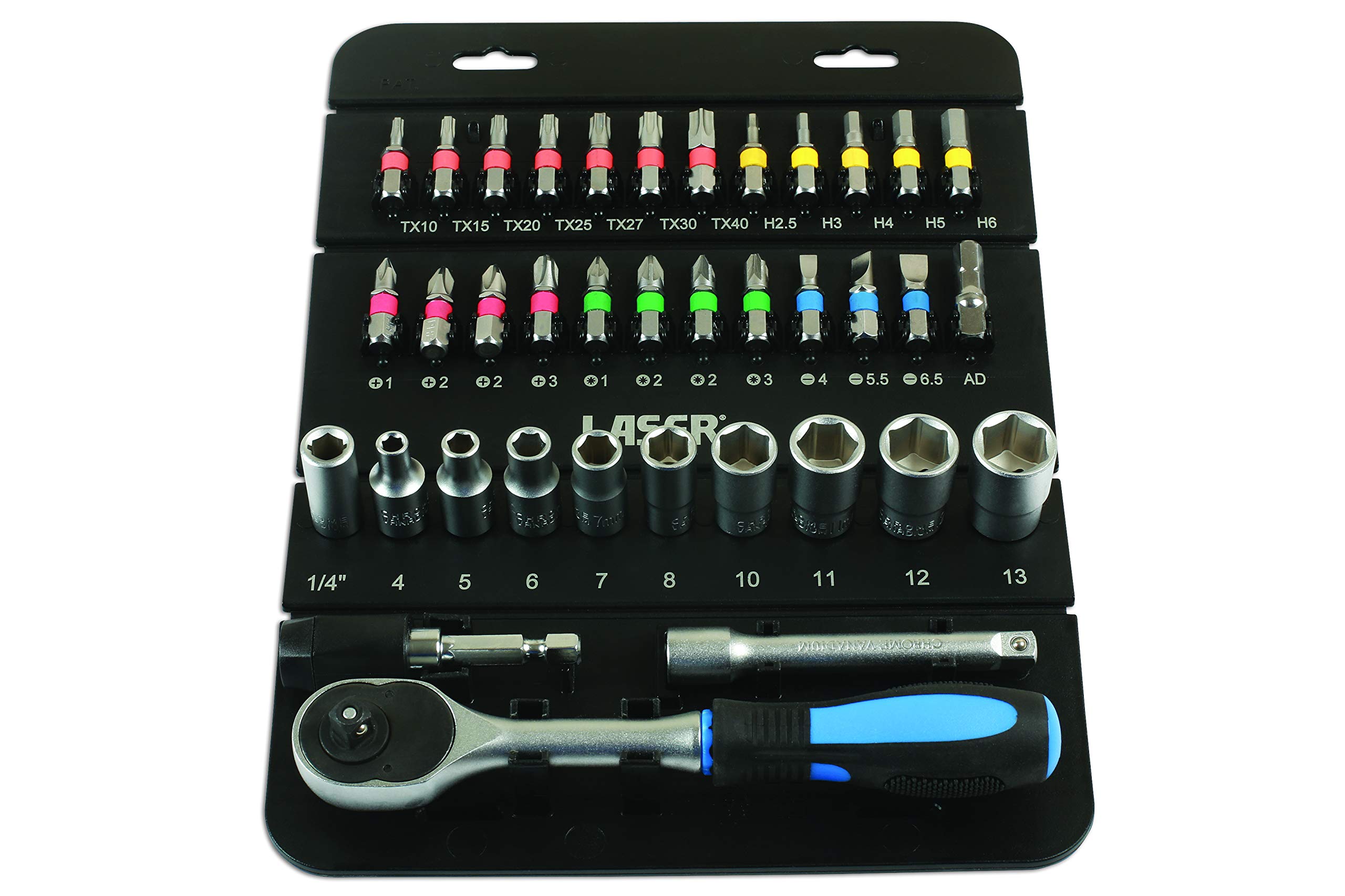 Laser 7310 Socket & Bit Set 1/4"D 37pc