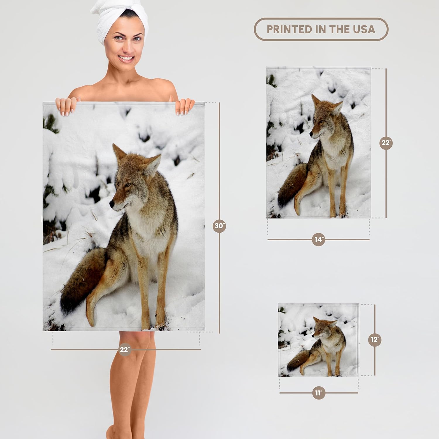 3dRose Coyote Wildlife, Yellowstone NP, Wyoming - US51 LSE0003 - Lynn Seldon 22x30 Bath Hand Pool Towel