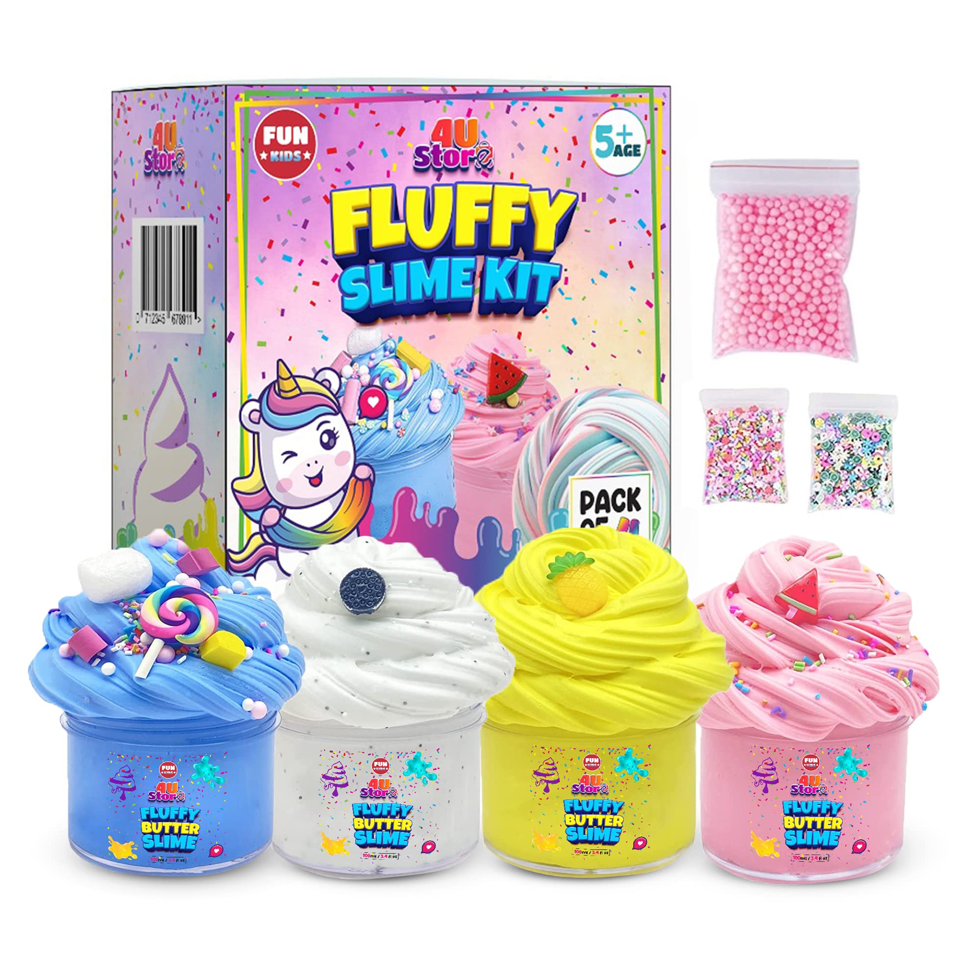 4USTORE 400ML Butter Slime Kit for Kids, Girls & Boys - Non-Sticky, Scented, Soft & Glossy to Make Your Own Cloud Slime – Stress Relief Party Favors & Great Gift Idea, 4 Bottles (100ml Per Bottle)4USTORE 400ML Butter Slime Kit for Kids, Girls &…