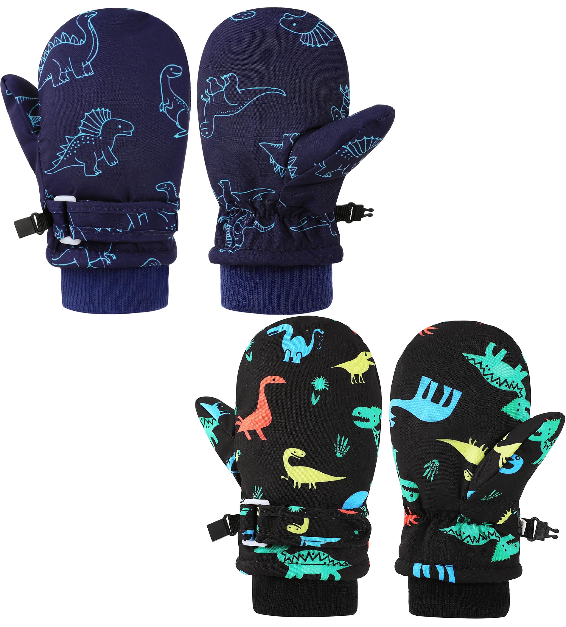 ENBAOHUI Manoplas impermeables para bebés, con rosca, impermeables, con forro polar, guantes de esquí para niños y niñas