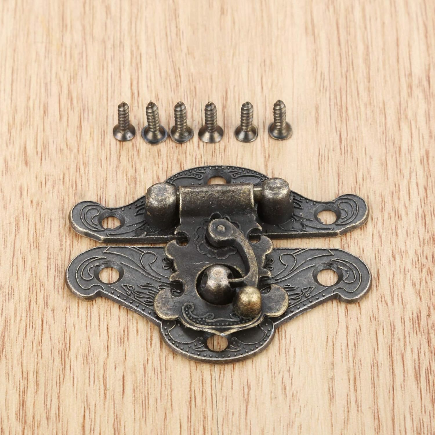 Hasp,10Pcs 47 * 37mm Antique Metal Lock Decorative Latch Hasps Hook Wood Jewelry Box Padlock Furniture Hardware with Screw and Storage Box