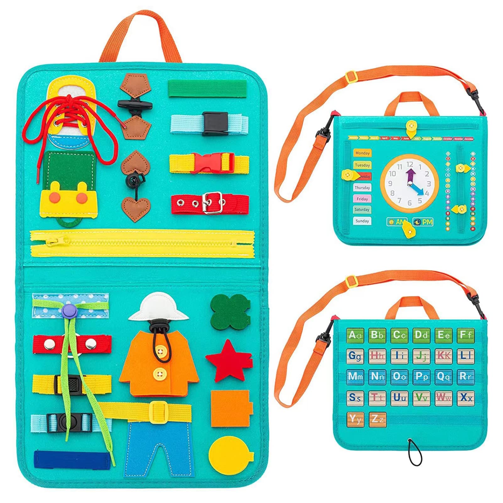 DAYONG Busy Board,Montessori Toys for Toddler,Fine Motor Skills Toys,Sensory Board with Extra DIY Page for Boys Girls,Preschool Educational Travel Toys Quiet Book (Green)