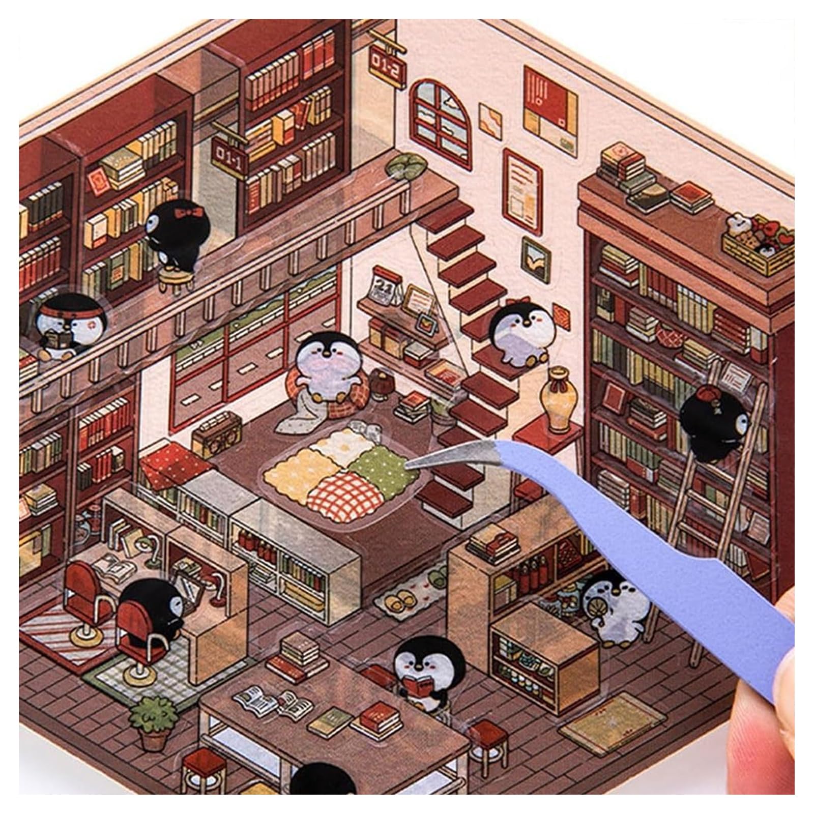 20 Sets DIY 3D House Stickers - Miniatur Aufkleber Mit Pinzette