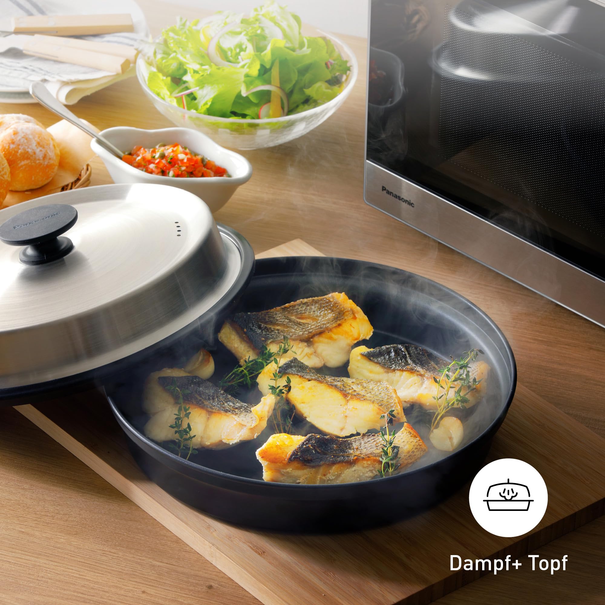 Panasonic NN-GD39QSEPG Grill-Mikrowelle 29 l 1000 W Steam+ Topf Silber Edelstahl