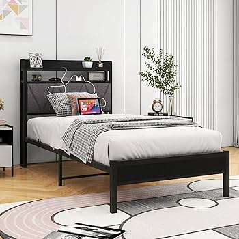 VERFARM メタル ベッドフレーム セミダブル 頑丈な金属製 ブラック VERFARM メタル ベッドフレーム セミダブル 頑丈な金属製 ブラック