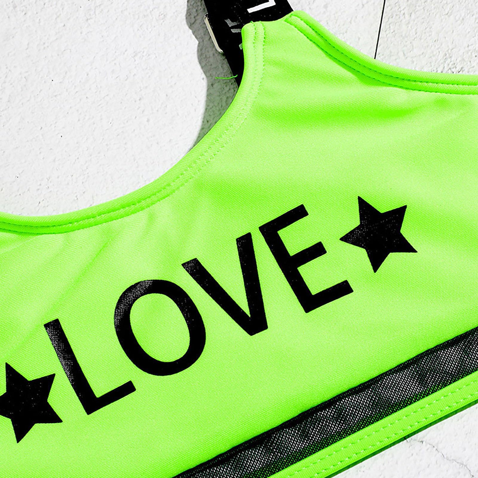 Costume da Bagno per Bambine in 3 Pezzi con Reggiseno Sportivo e Stampa Lettere, Bikini Due Pezzi alla Moda per Spiaggia e Piscina, Tessuto Morbido e Asciugatura Rapida, Taglie 5-10 Anni