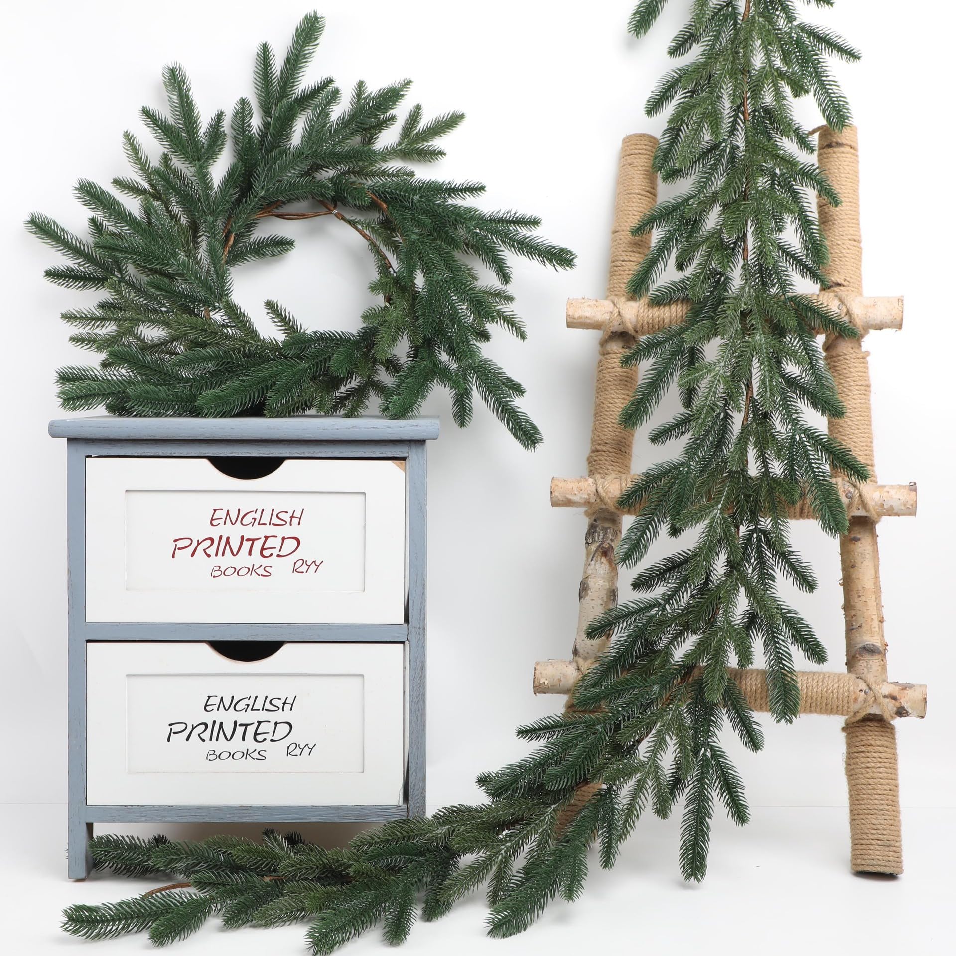 2 Stück Weihnachtsgirlande, Tannengirlande, Kieferngirlande für Weihnachtsdeko Innen und Außen, Treppengeländer & Türrahmen (Modell 3,180 cm)