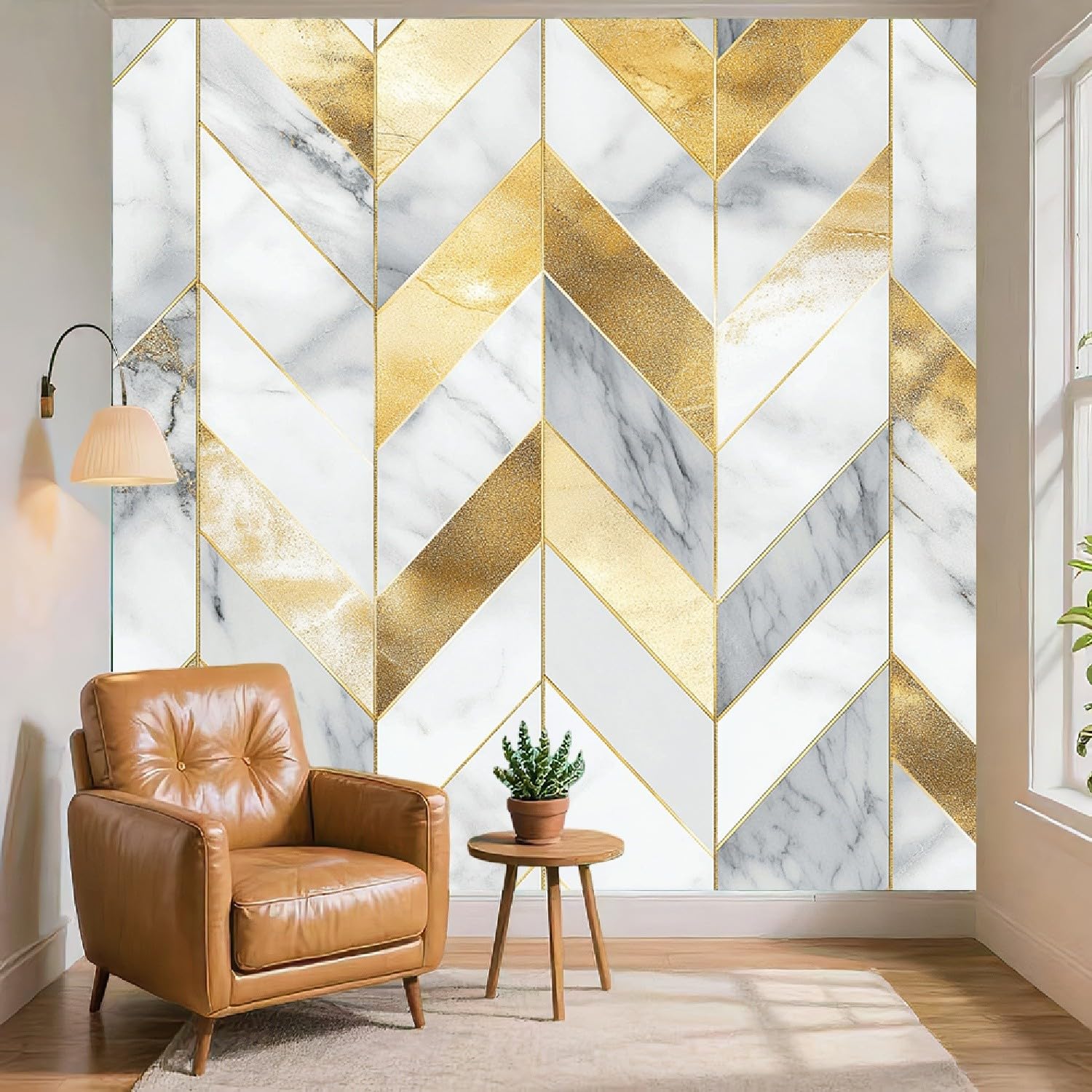 Tapeta ścienna 350 x 256 cm, luksusowy, geometryczny marmur tapeta na fizelinie, złota, pyłoszczelna, panoramiczna, plakat do pokoju dziecięcego, sypialni, salonu, plakat ścienny