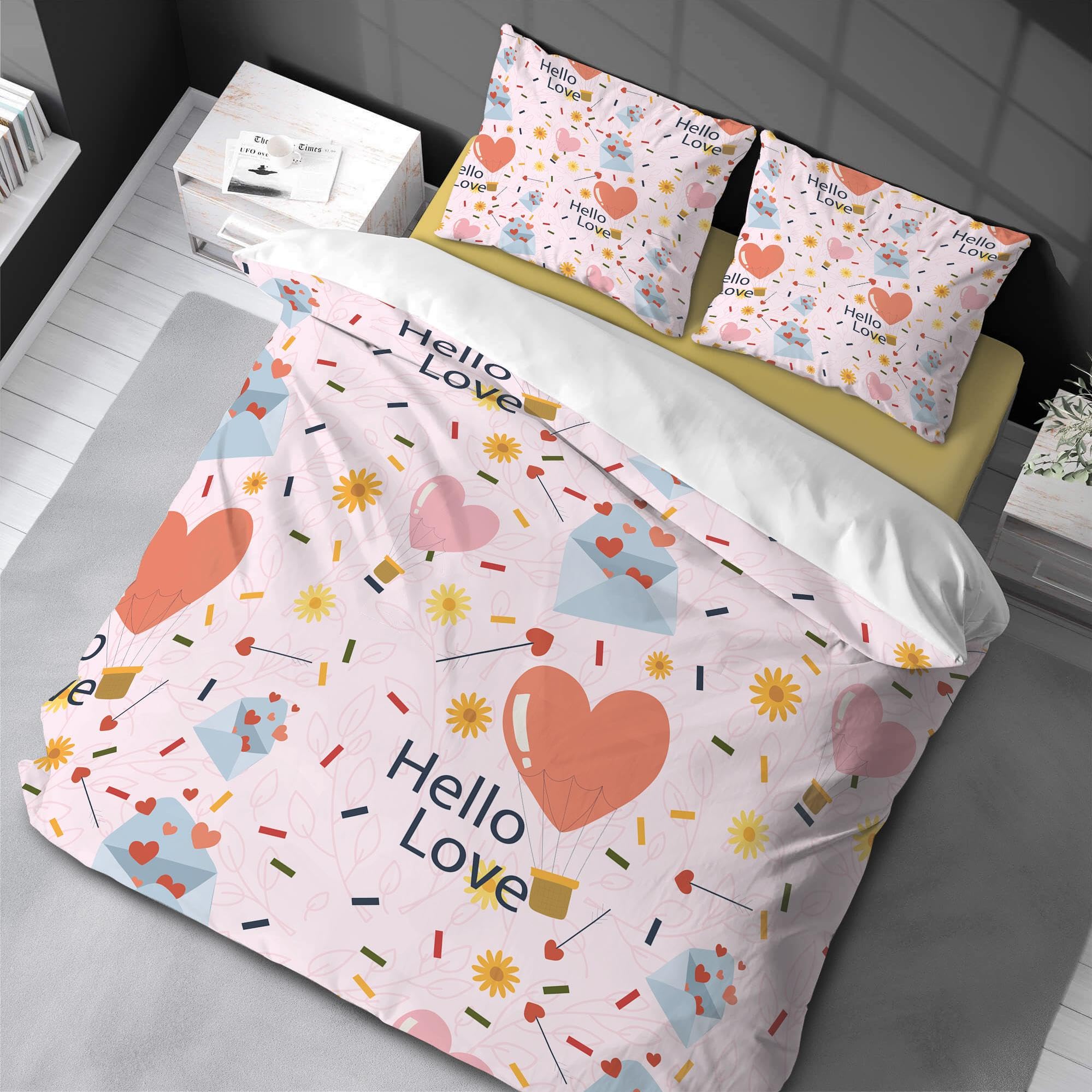 Parure de lit hypoallergénique anti-transpiration avec housse de couette rose