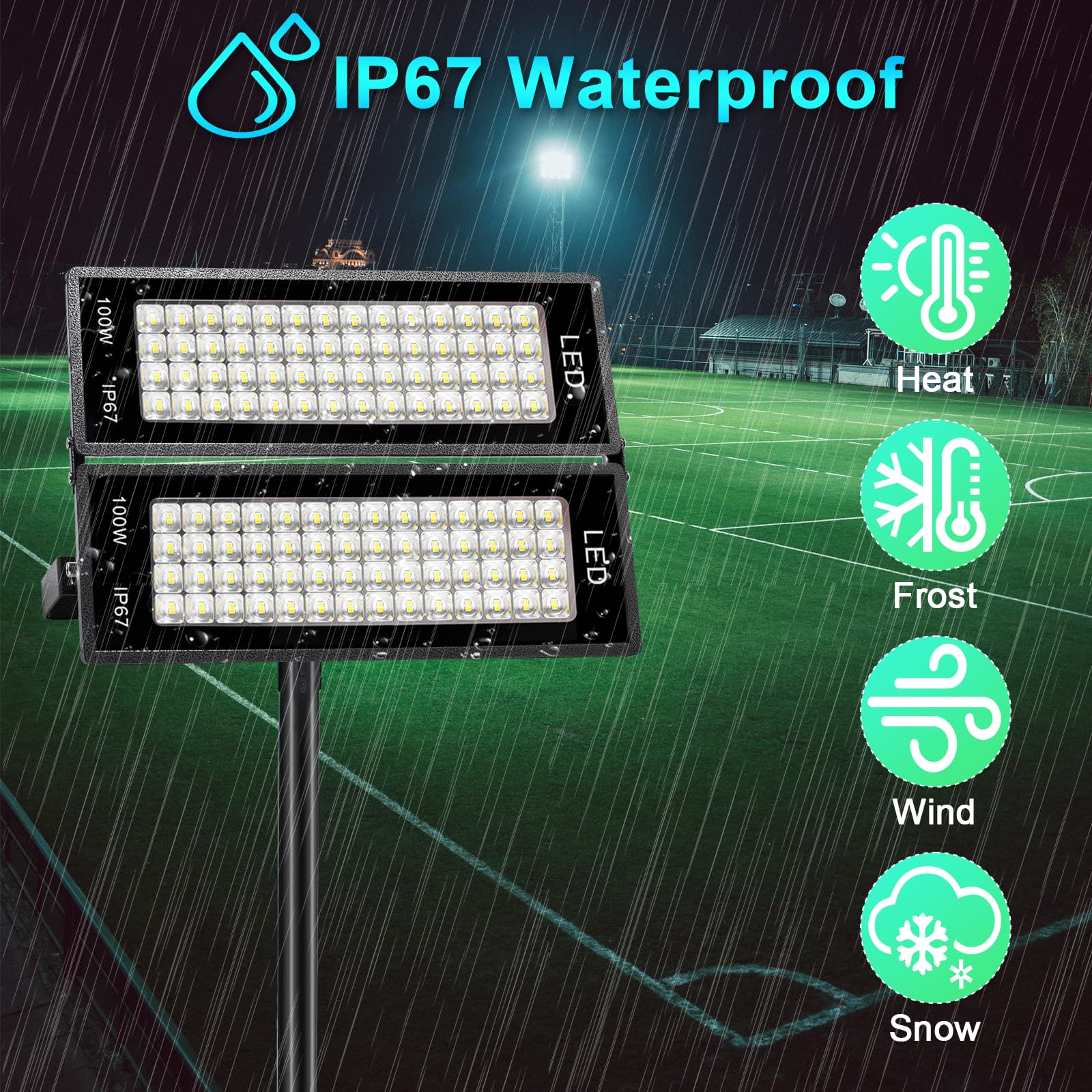 Zewnętrzny reflektor LED 200W, 28000LM Reflektory Led 7000K Zimna biel Reflektor LED Wodoodporna IP66 Zewnętrzne oświetlenie LED do garażu ogrodu farmy fabryki magazynu stadionu