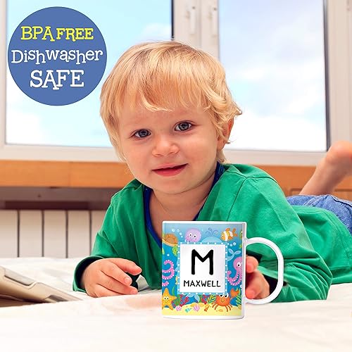 Miniatura 2 de Personalized Undersea Kids Mug with Name and Initial, Lightweight Polymer