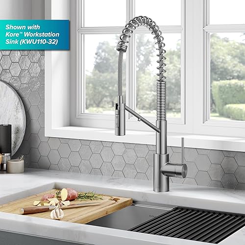 Miniatura 62 de KRAUS Oletto - Grifo de cocina y filtro de agua 2 en 1, monomando y extraíble, estilo comercial, para ósmosis inversa o sistema de filtración