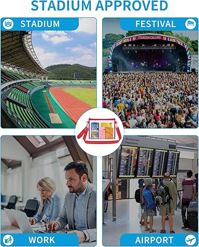 Vista 6 de Bagenius Bolso transparente aprobado para estadios, bolsa transparente con correas extraíbles, monedero para trabajo, estadio, eventos y conciertos