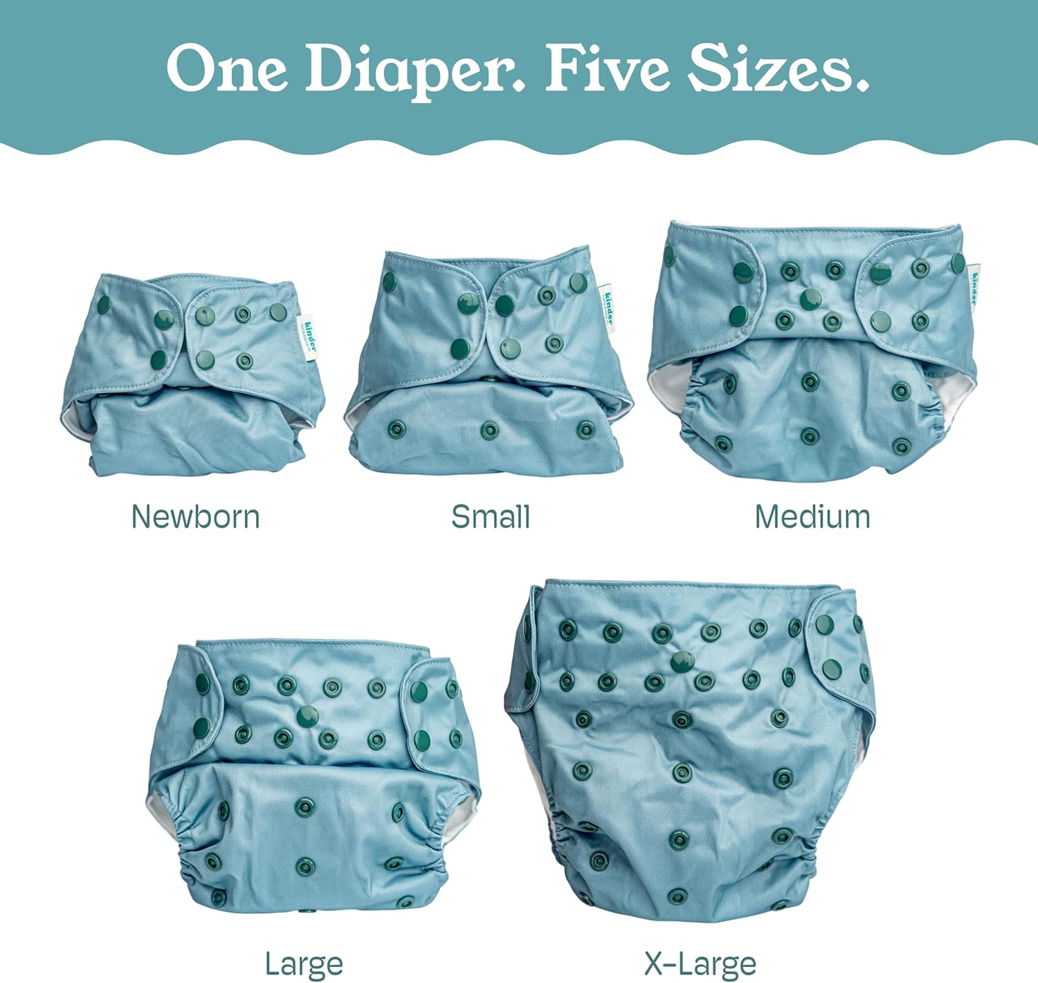 Kinder Cloth Diapers Reusable Baby Diapers Pocket Style Athletic Wicking Jersey, Wet Bag, Newborn to Potty Training 7-60lbs, One Size, Inserts NOT Included (Great Outdoors, 5 Pack, Without Inserts)