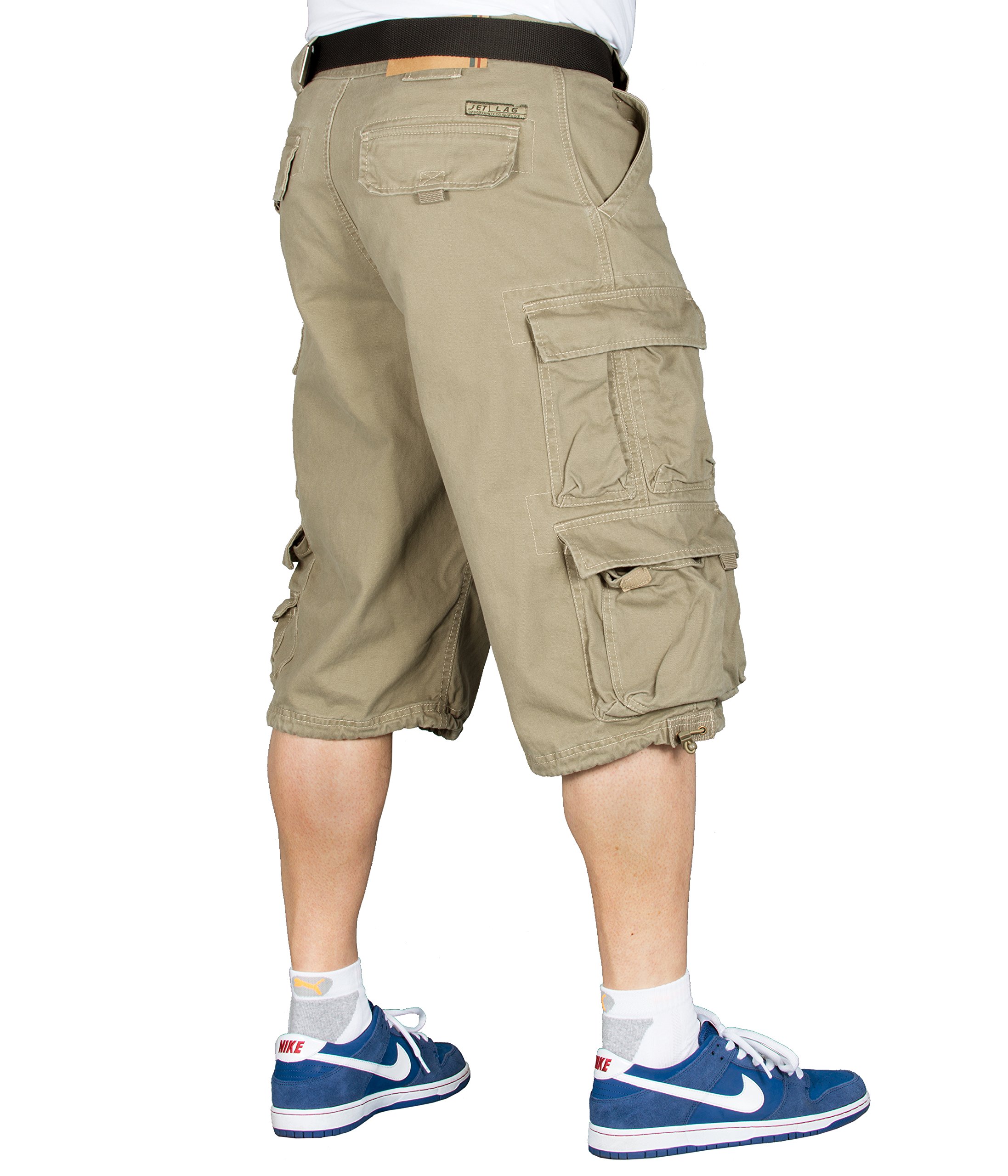 JET LAG Herren Cargo Shorts 007B 3/4 + BetterStylz Gürtel Hose kurzeBermuda div. Farben (M-4XL / 32-44)
