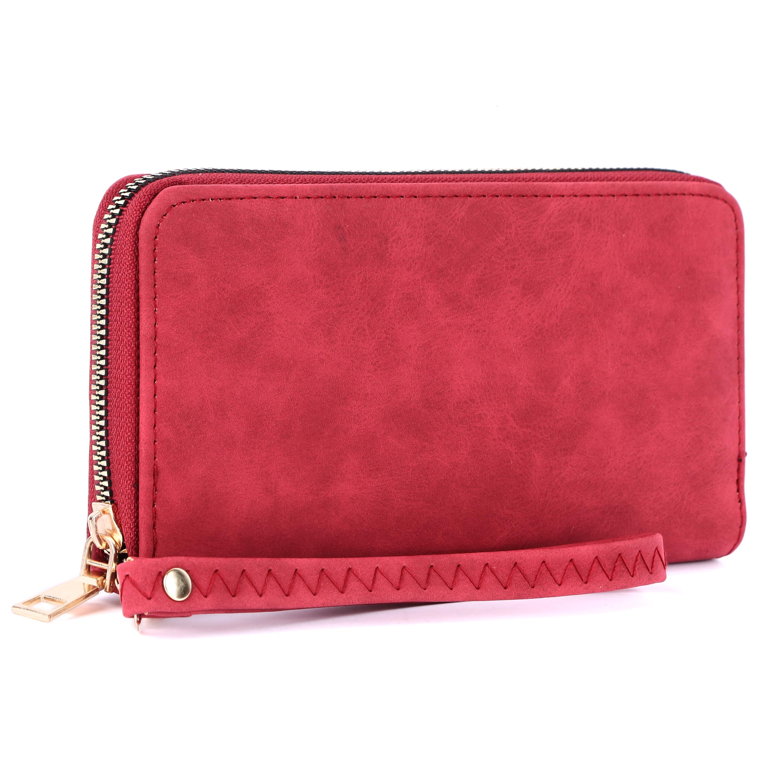 Faux Leather Zip Around Stylish Womens Wallet Clutch Handheld Ladies Purse with Multiple Card Holders (Coral)-image-29