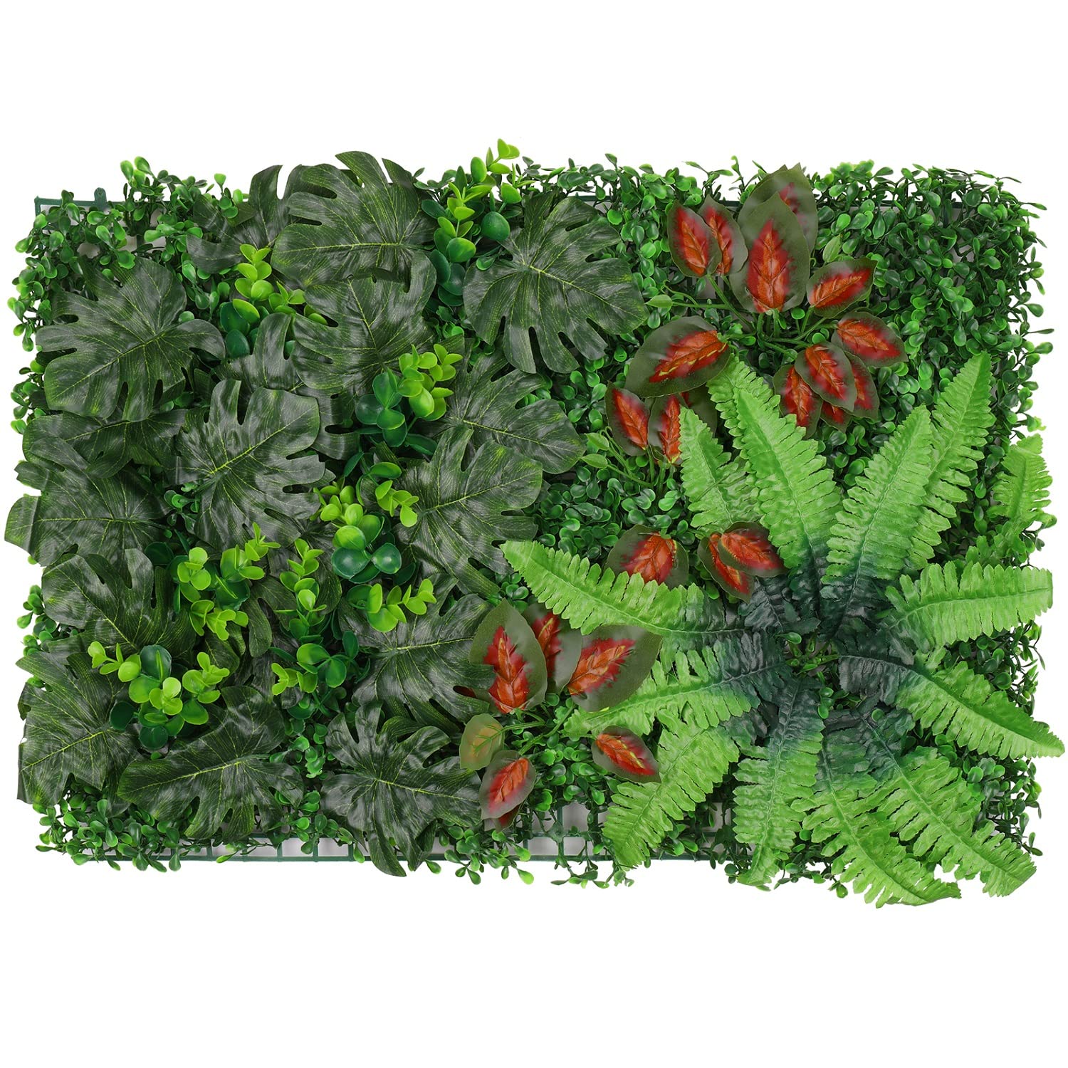 Trimming Shop Artificial Hedge Panels, Green Grass Berries Flowers, 1pc