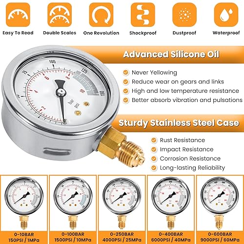 Miniatura 21 de Kit de prueba de presión hidráulica 60P con 5 calibradores, 24 acoplamientos, 3 mangueras de prueba para maquinaria de construcción de excavadoras