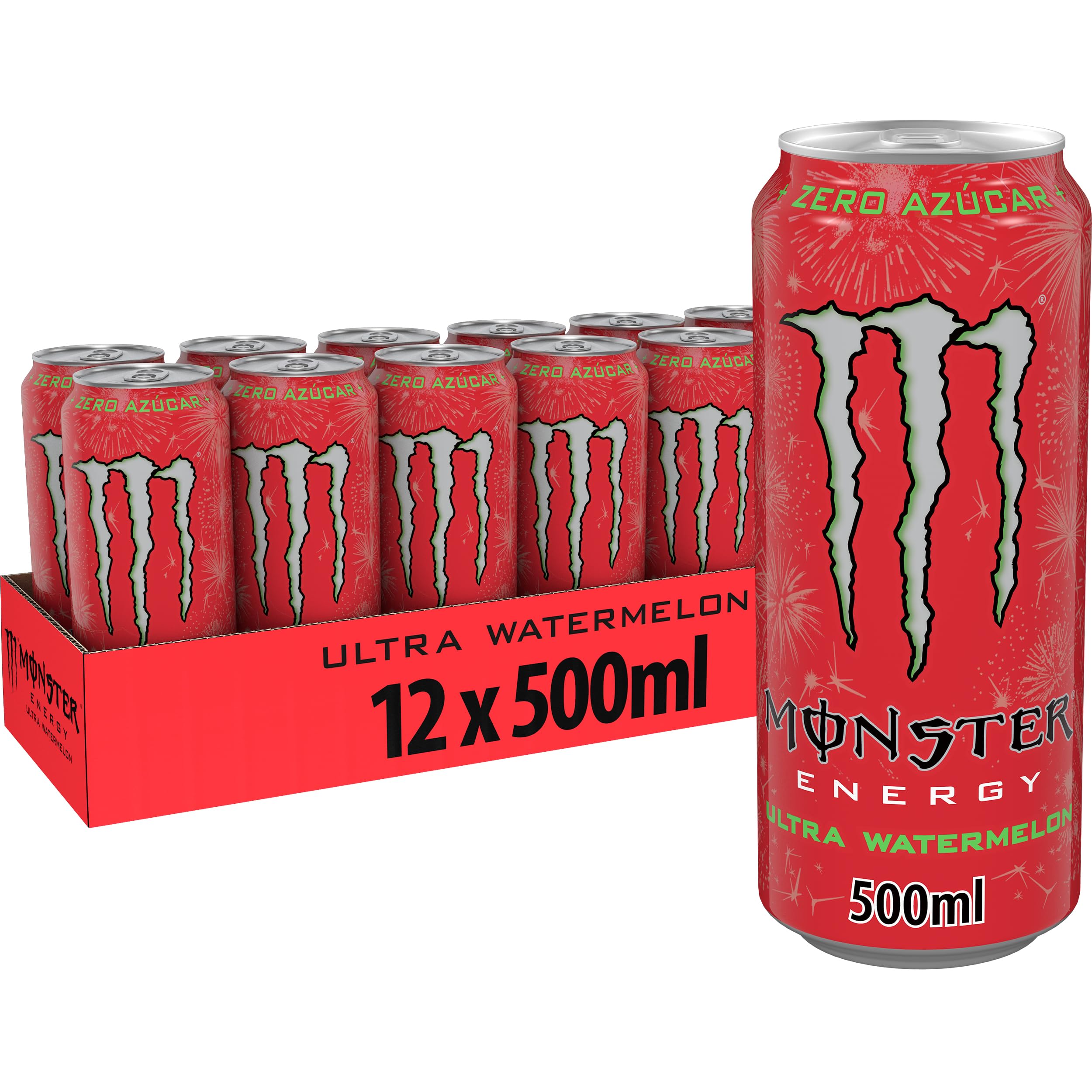 Monster Energy Ultra Watermelon Bebida Energética Sin Azúcar Pack 12 x 500 ml