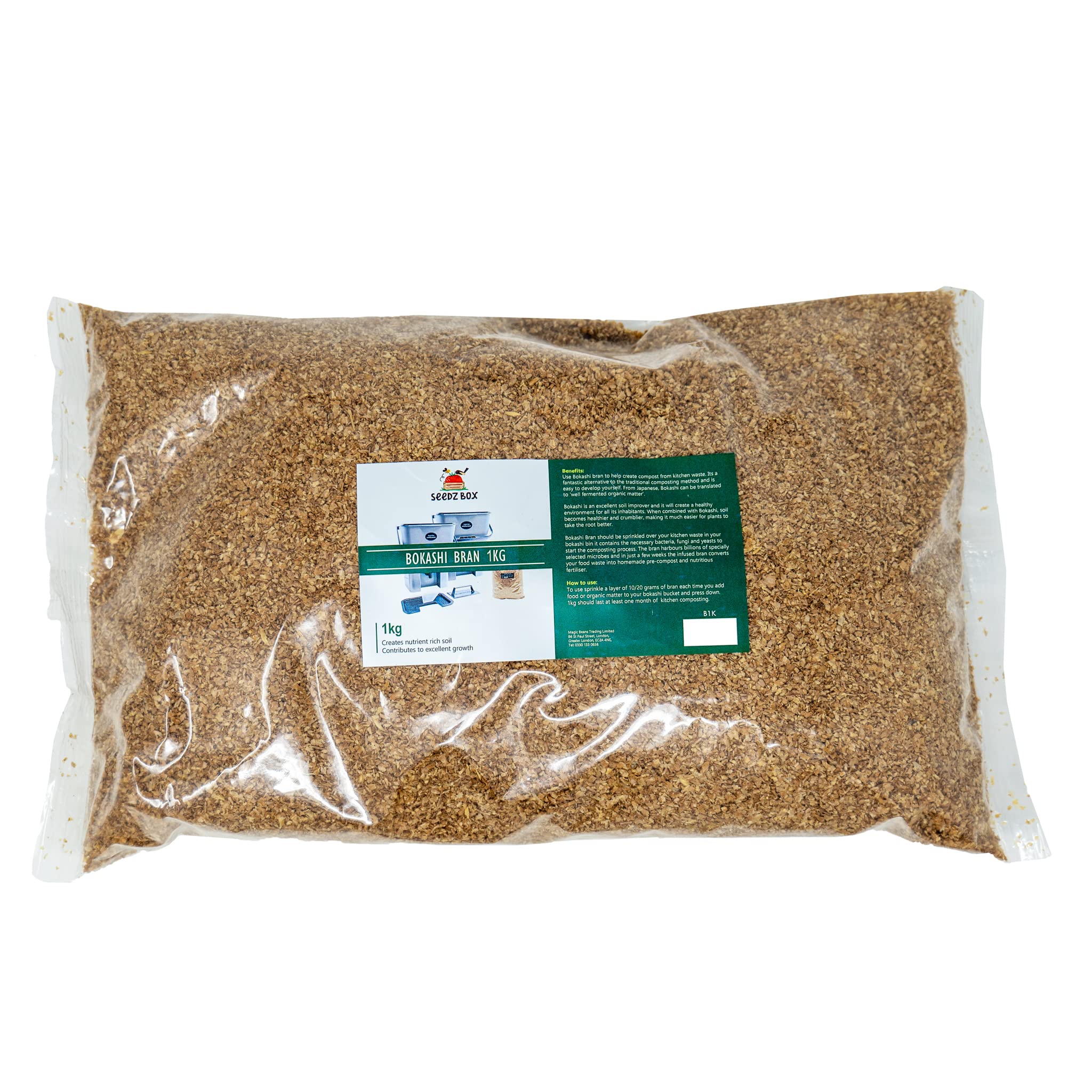 Compost Accelerator For Compost Bin 1kg - Bokashi Bran - Compost Activator - Microbes And Bran Accelerates Composting For Ideal Soil Improver - Sprinkle 2 tbls Bran On Compost Every Time You Add Waste