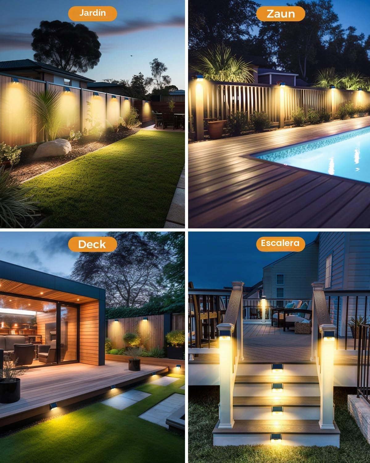 vighep 6 Paquete Foco Solares Exterior con Sensor de Movimiento, 3 Modes Focos Led Exteriores solares, IP65 Impermeable 270° Aplique Solar Potente para Jardín, Garaje, Patio, Caminos(Blanco Cálido)