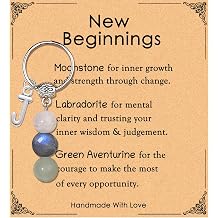 Natural Crystals Keychain New Beginnings Gift Initial Keychain Healing Stone Gift Graduation Retirement Gifts