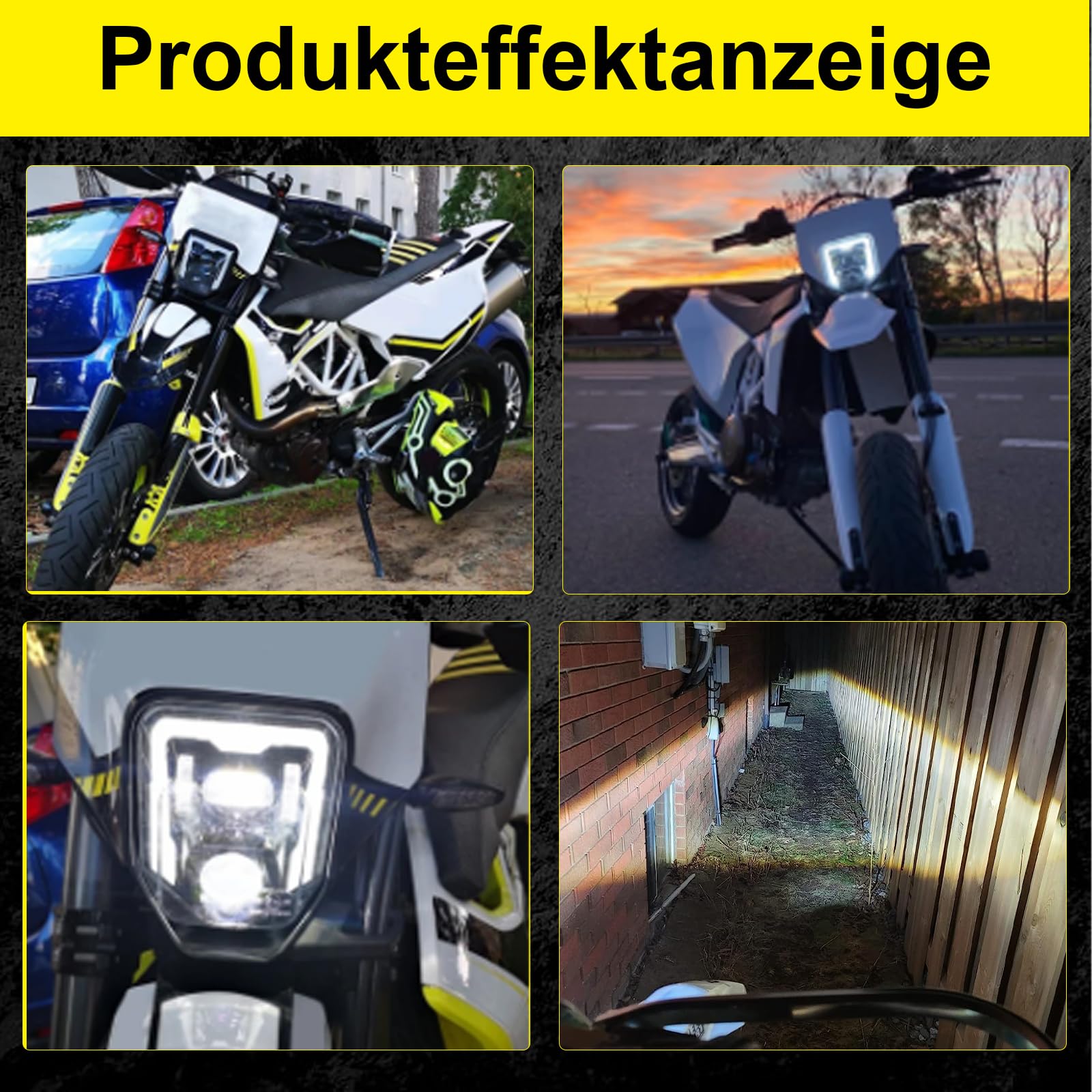 LED Scheinwerfer für Husqvarna 2014-2023 701 Enduro 701 SuperMoto FE250 FE350 FE450 FE501 FE501S TE150 TE250i TE300i (schwarz)