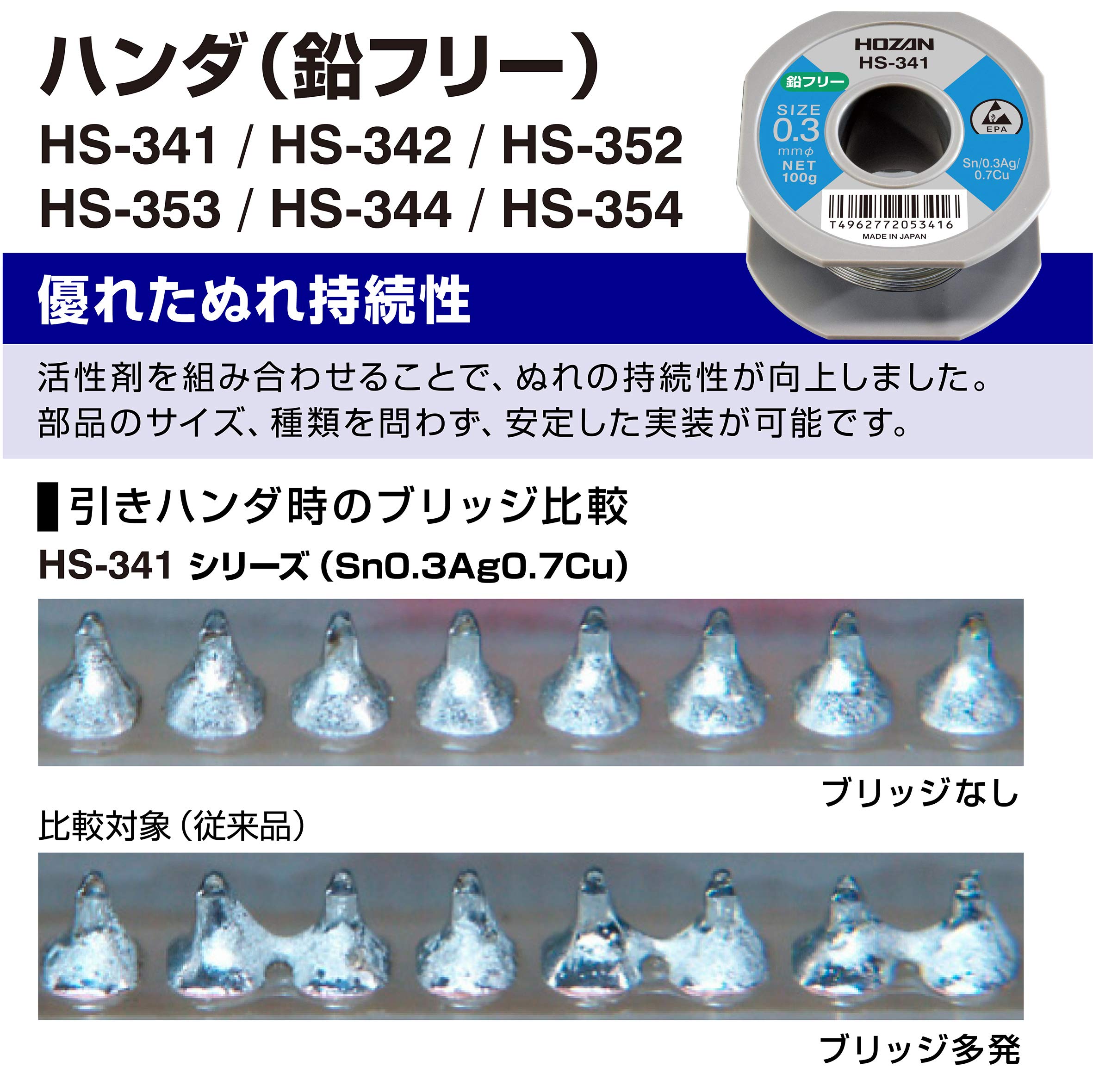 ホーザン(HOZAN) 鉛フリーハンダ 鉛フリー半田 Sn-0.3Ag-0.7Cu 鉛フリー半田 重量100g  HS-344 g6bh9ry Amazon.co.jp: ホーザン(HOZAN) 鉛フリーハンダ 鉛フリー半田 Sn-0.3Ag