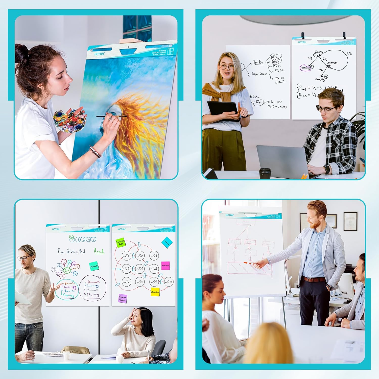120 Sheets Thickened Sticky Easel Pad, 20 in x 23 in, 30 Sheets/Pad, 4 Pads/Pack, Anchor Chart Paper, Large White Premium Self-Stick Flip Chart Paper for Teachers, Super Sticking Power