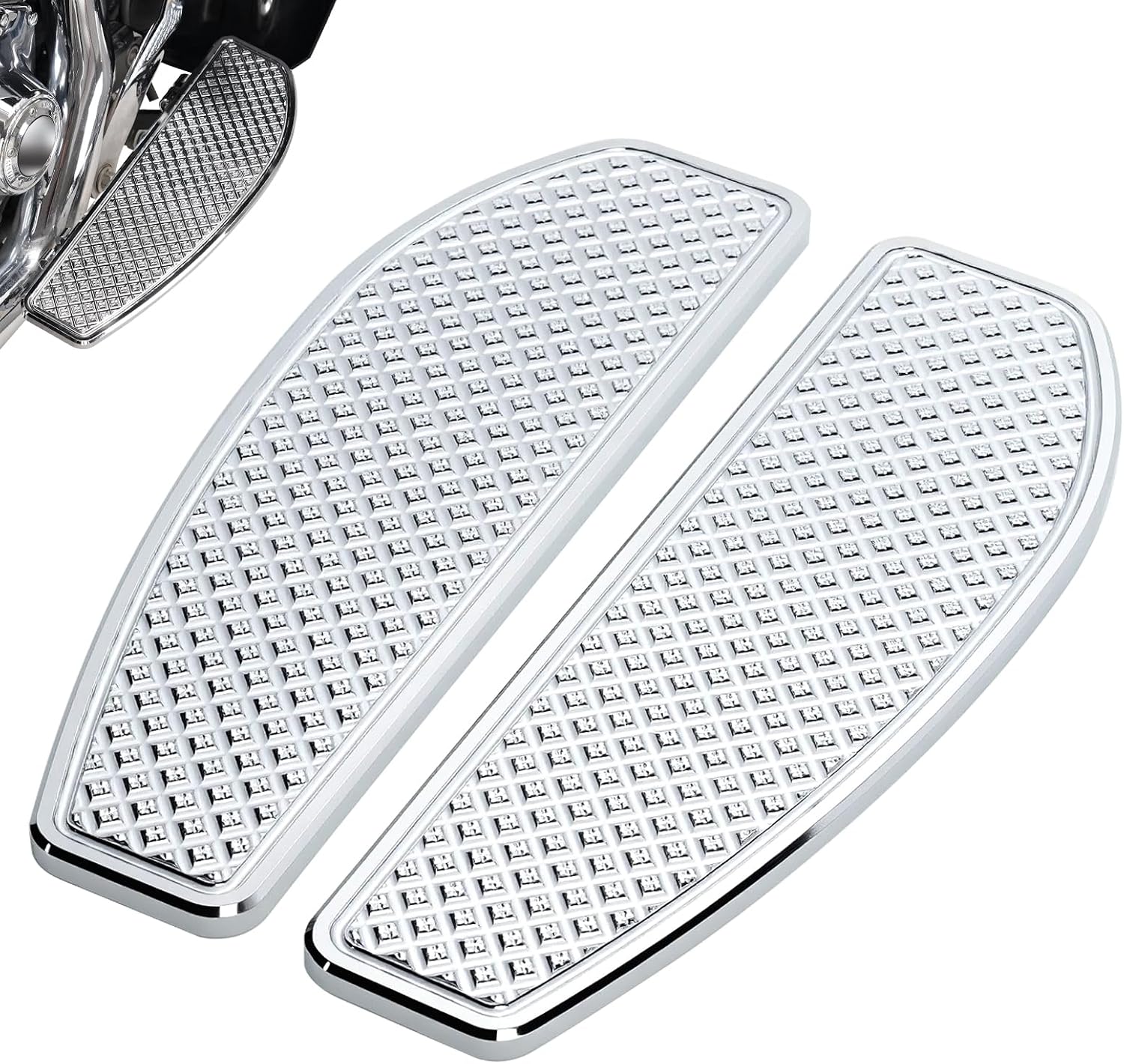 Amazicha Driver Rider Floorboards, Anti-Slip Stretched Foot Board Foot Peg Fit for Harley Touring 1986-2026, Trike Models 2008-2006, Fit for Harley Softail FL1986-2017, FLD 2012-2016, Chrome