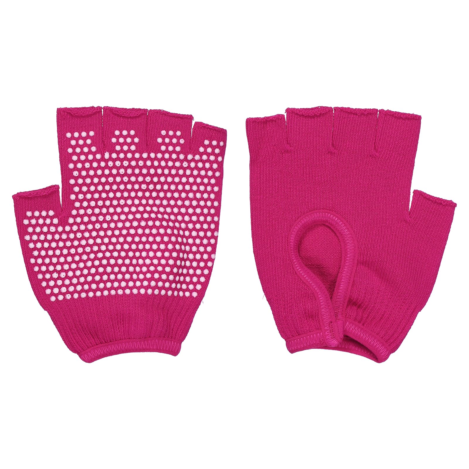 YELARXI Yoga Gloves, Non Slip Fingerless Pilates Gloves Breathable Exercise Workout Mittens - Fitting For(Men Women Gym/Weight Lifting/Cycling/Training), Rose Red