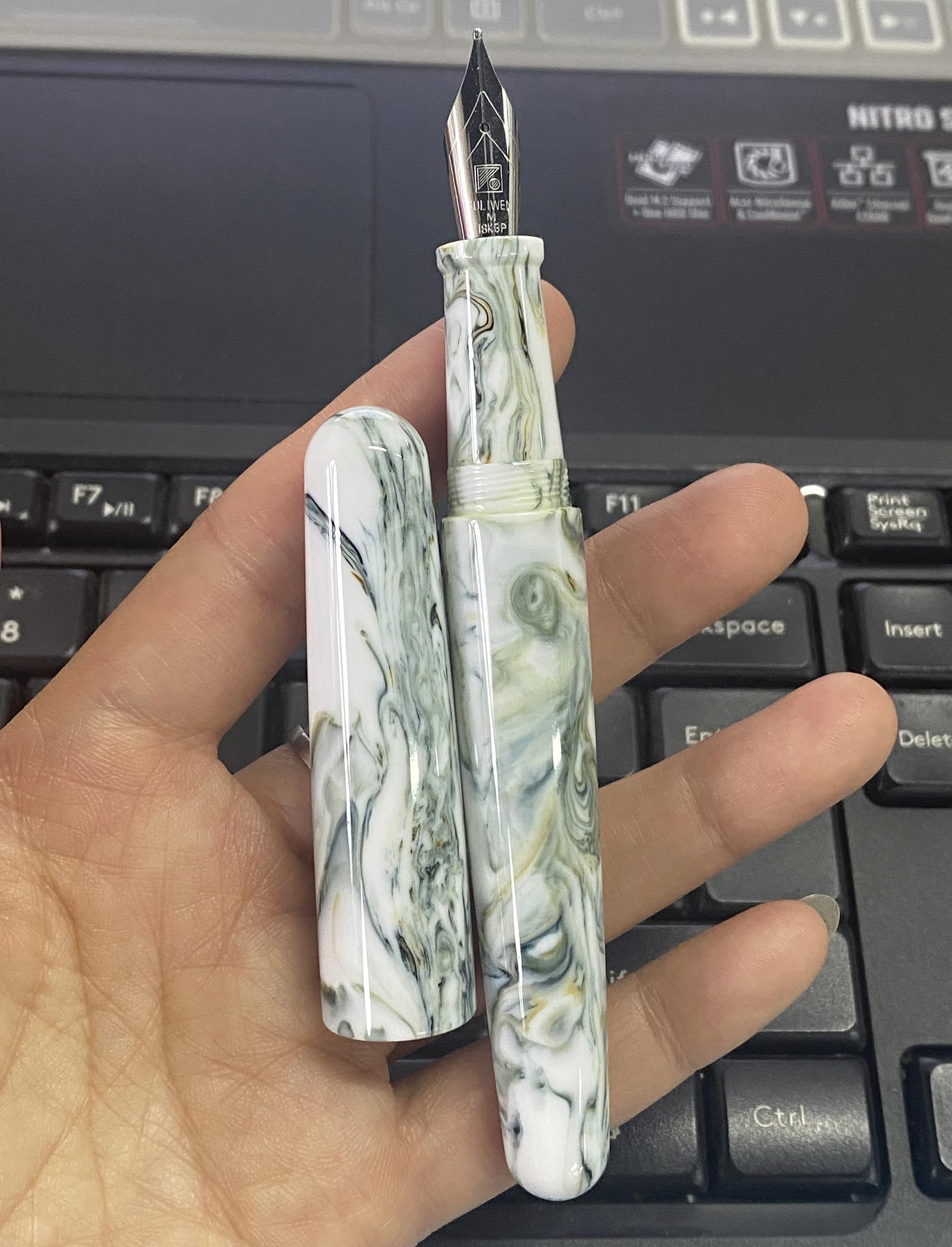 Fuliwen 万年筆 Amazon | Asvine Fuliwen 017 万年筆 グリーンマーブル 樹脂ペン 中字