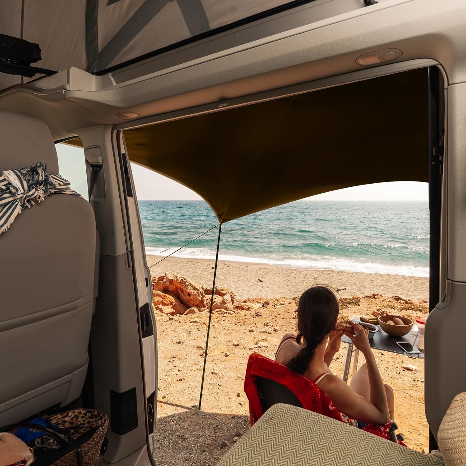 TIMBER RIDGE 19x9.8ft Retractable Car Awning with Blackout Coating, 186ft² Roof Rack Pull-Out Sun Shade Overland Camping, UPF50+ Waterproof Sun Shelter for Vehicle/Truck/Jeep/SUV/Van Green