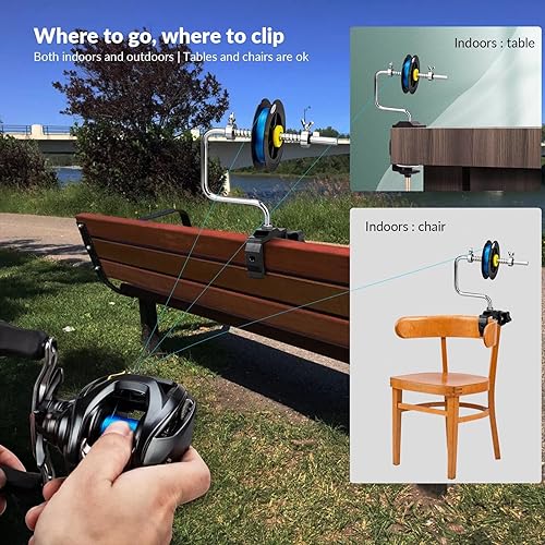 Miniatura 5 de THKFISH Bobinadora de línea de pesca Bobinadora de línea de pesca Accesorios de pesca ajustable estable portátil carrete de línea de pescaremovedor