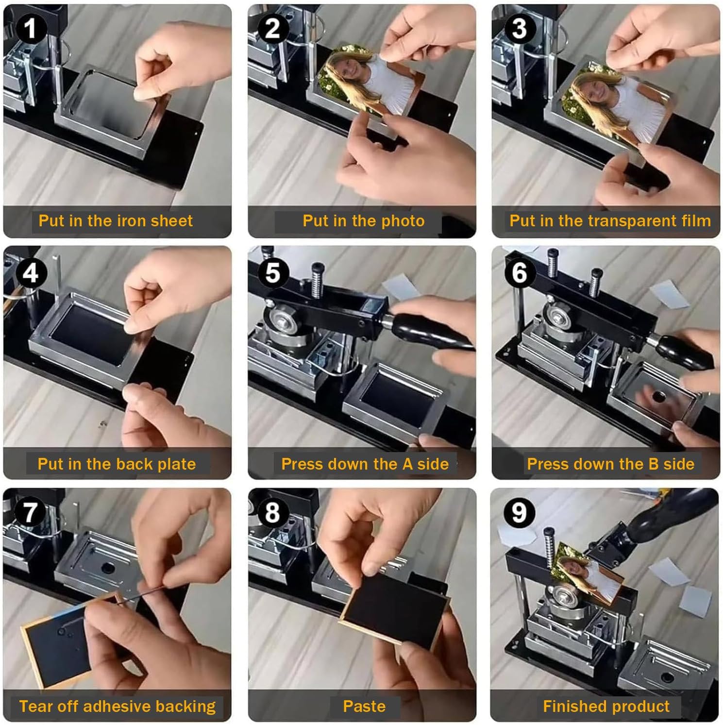 Rectangular Fridge Magnet Maker Machine, Refrigerator Sticker Making Machine, DIY Badge Maker Machine, Photo Refrigerator Sticker, Paper Cutter+100PCS Materials,80×53mm