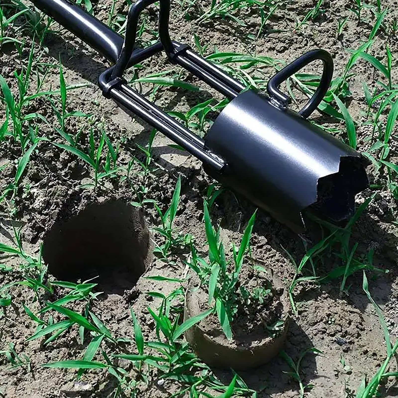 Plantador De Bulbos con Mango Largo, Trasplantador De Bulbos para Jardinería, Base Dentada, 100 Libras De Carga Y Un Tubo De Acero De 20 Mm De Diámetro, Robusto Y Ahorrador De Trabajo