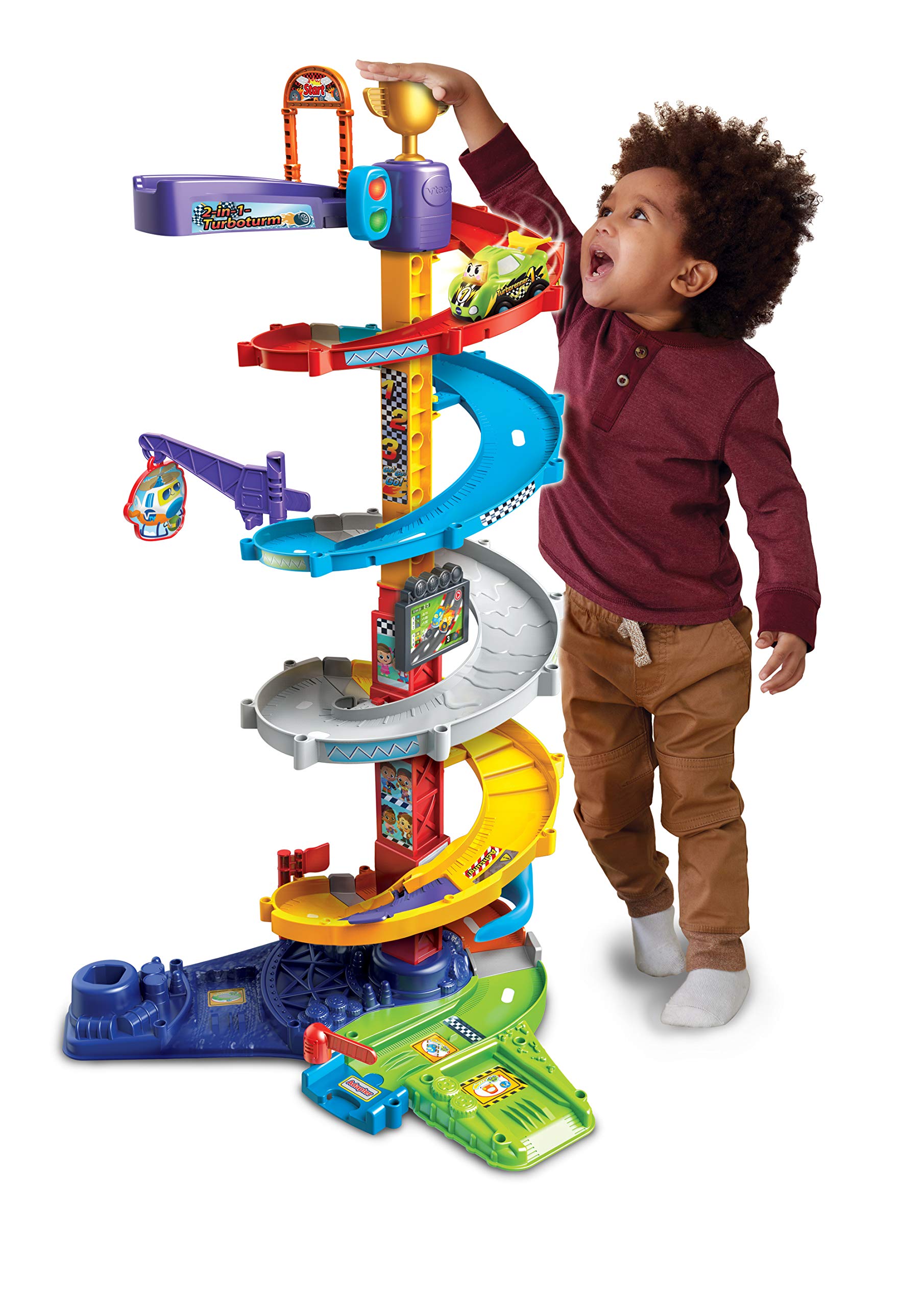 Vtech TUT TUT Baby Flitzer - 2-in-1 Turboturm – Großes Turm-Spielset – 1-5 Jahren & TUT TUT Baby Flitzer - Polizei – Spielzeugauto mit Musik, aufleuchtender Taste – 1-5 Jahren