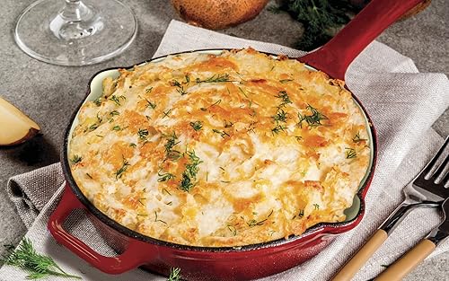 Miniatura 5 de Sartén de hierro fundido esmaltado de 10 pulgadas, color rojo