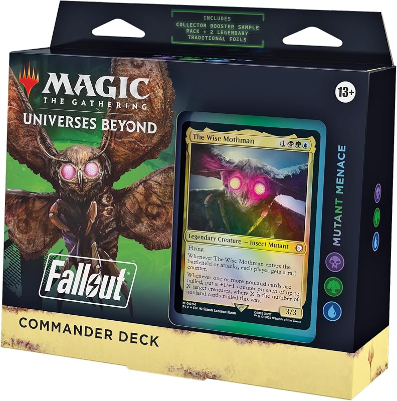 Magic: The Gathering Fallout Commander Deck – Mutant Menace (mazo de 100 cartas, paquete de muestra de refuerzo de coleccionista de 2 cartas + accesorios)