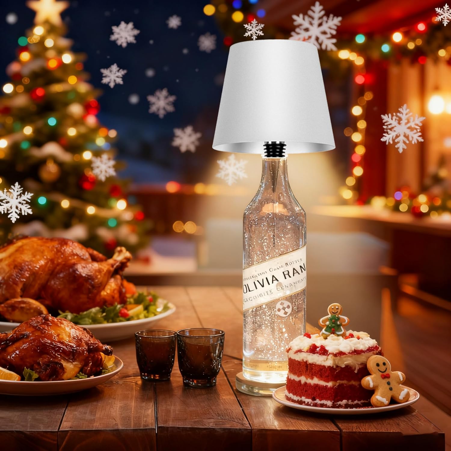 Wireless Bottle Lamp,Metal Wine Bottle Light with 3 Color Light Dimming, Waterproof Bottle Touch Lamp Head for Room, Bar, Restaurants, Party, Decor & Gifts (White)