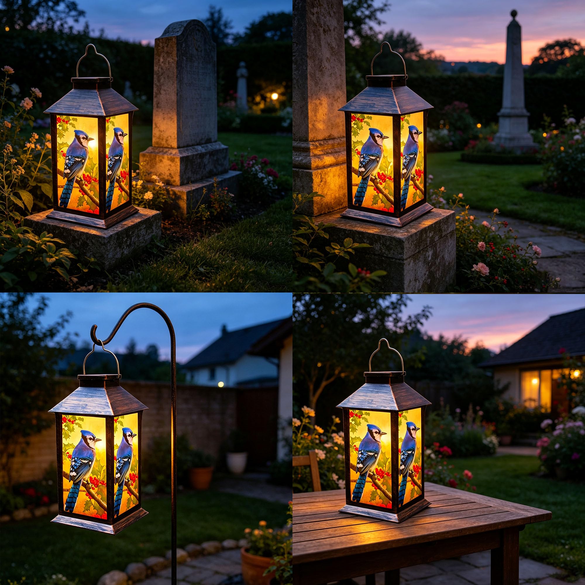 Lanterne solari da appendere per esterni, a forma di gufo, per giardino, patio, portico e tavolo in PVC, impermeabile (1 confezione)